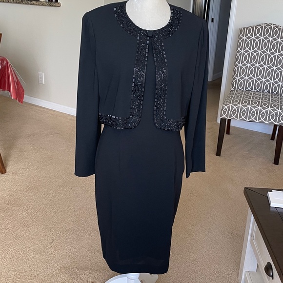 Marianna Black Beaded Front Dress. - Picture 15 of 16